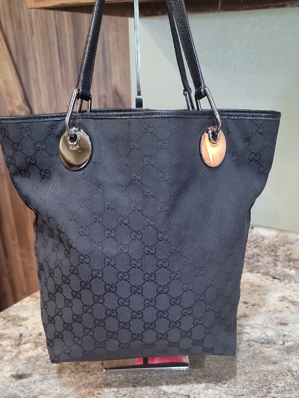 🌵Gucci Black GG Monogram Tote with Silver Hardware - Picture 5 of 15